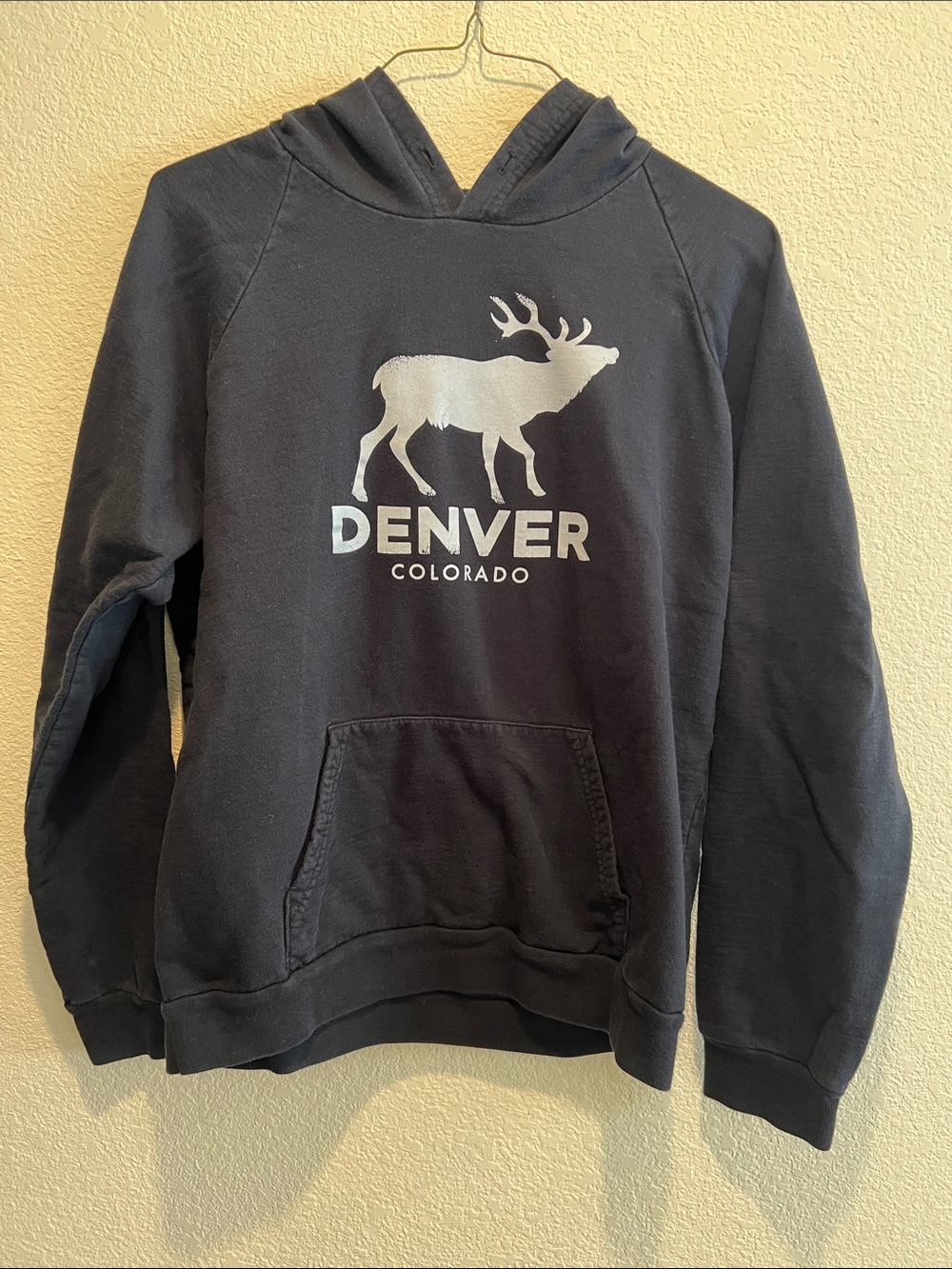 Denver Colorado Elk Graphic Hoodie - Black with White Print